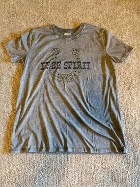 Maurices Gray 'Free Spirit' Studded Horseshoe Short Sleeve Tee
